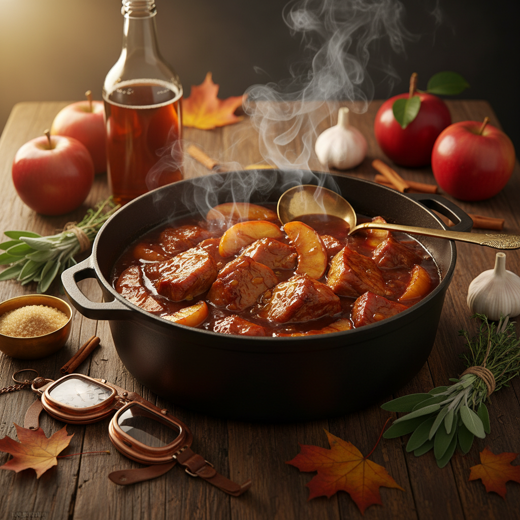 Porc braisé au cidre et aux pommes