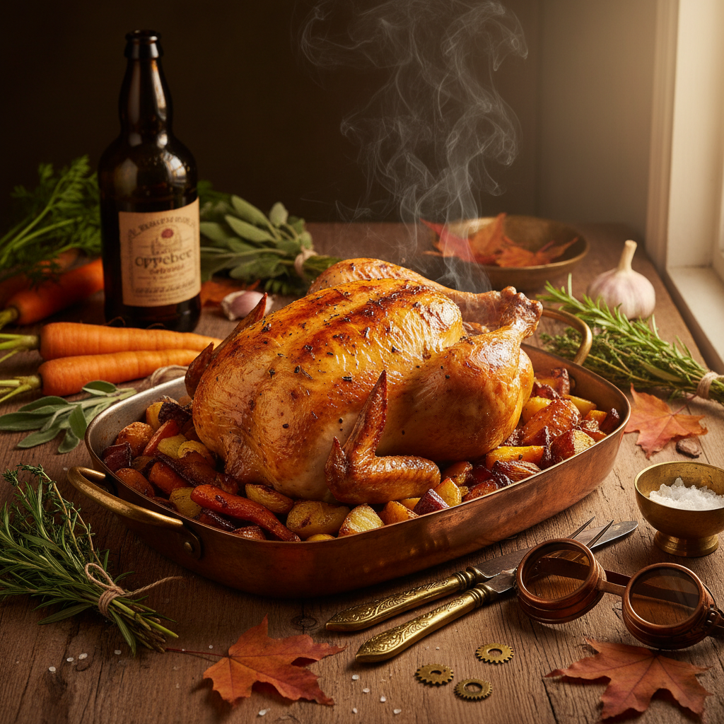 Poulet rôti du dimanche aux légumes racines et cidre