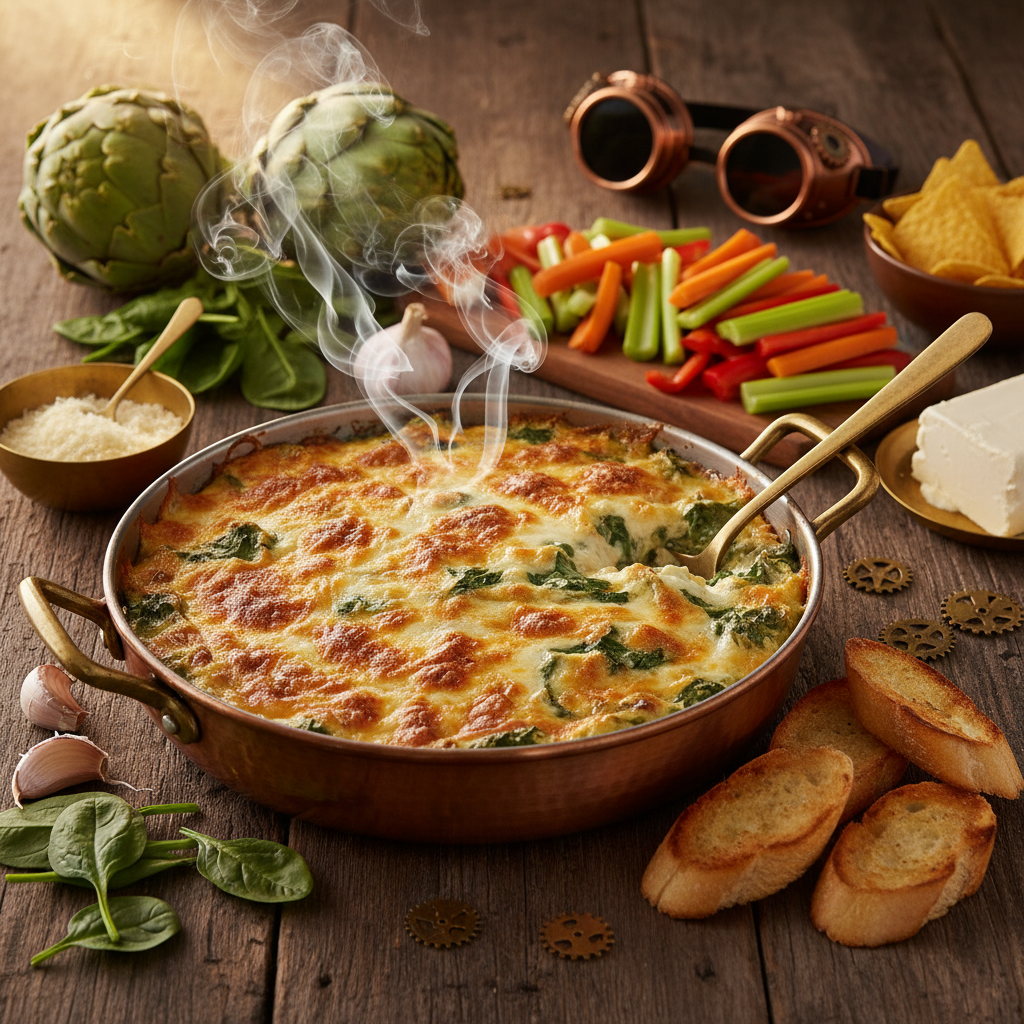 Trempette chaude aux artichauts et épinards